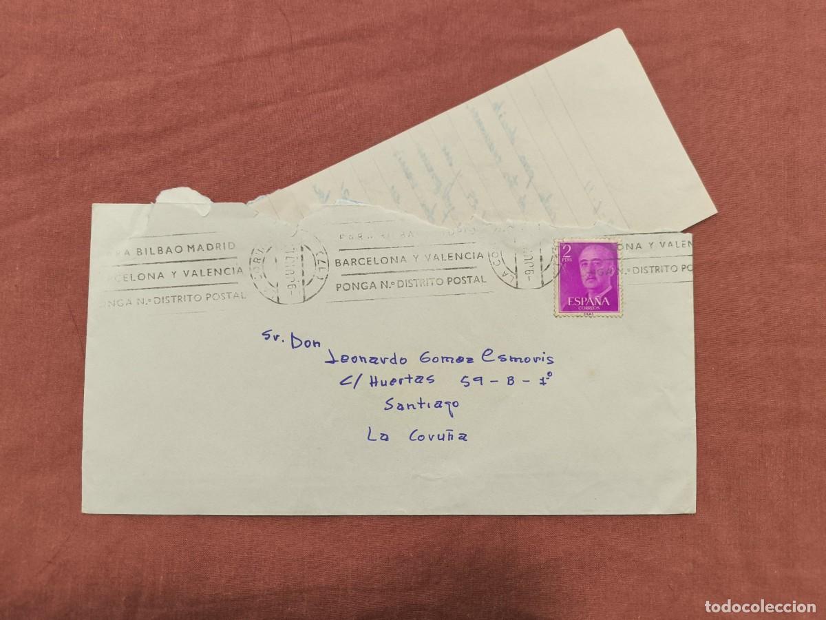 Sellos: Carta Manuscrita y Sobre Franqueado Vintage &ndash; Correspondencia a La Coru&ntilde;a