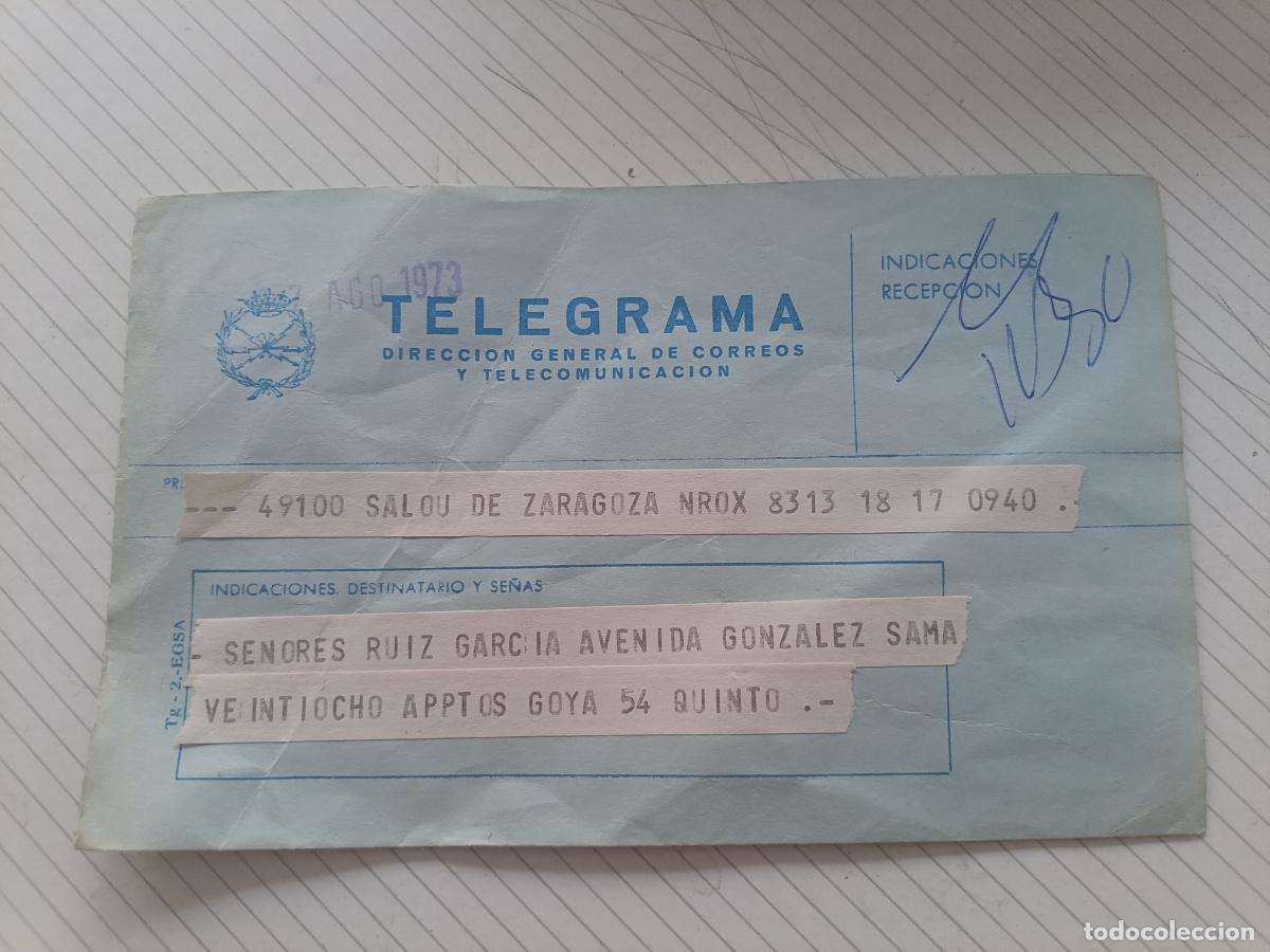 Sellos: Cubierta de telegrama. 1973