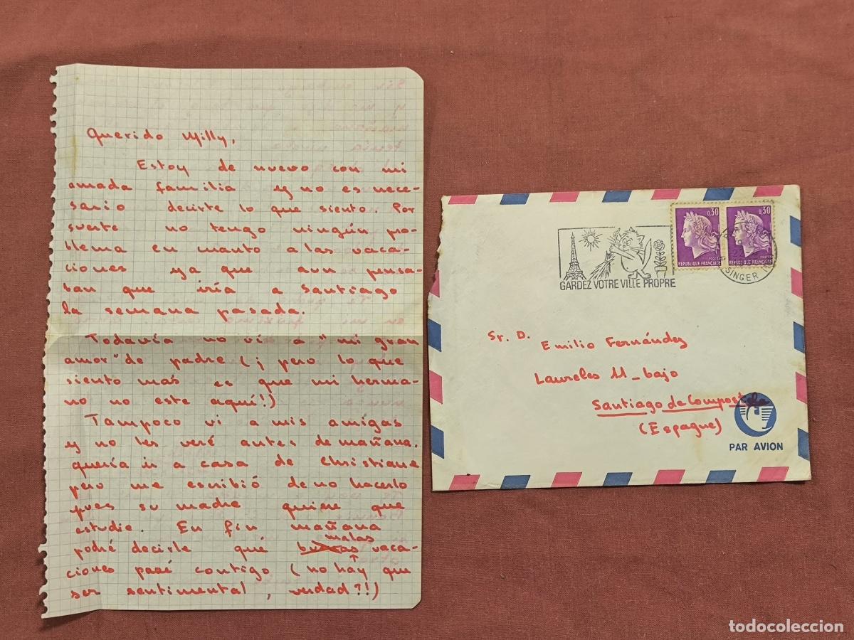 Sellos: Carta Manuscrita con Sobre A&eacute;reo Par&iacute;s 1968 &ndash; Correspondencia Antigua Coleccionismo