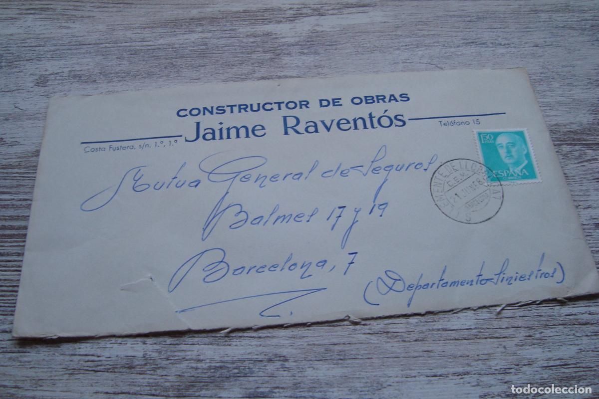 Sellos: ANTIGUO SOBRE COMERCIAL CONSTRUCTOR OBRAS JAIME RAVENTOS. SAN CLEMENTE LLOBREGAT BARCELONA 1968.