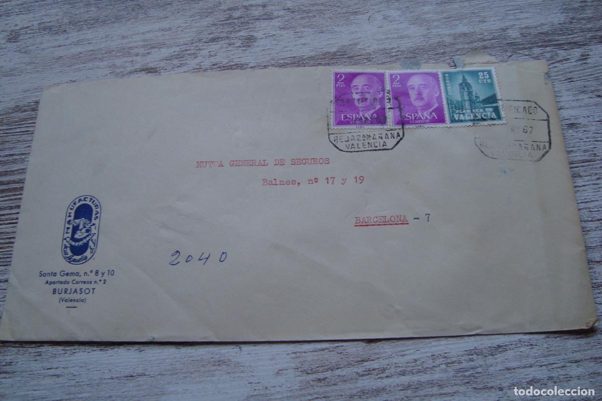 Sellos: ANTIGUO SOBRE COMERCIAL. MANUFACTURAS SAN AGUSTIN. BURJASOT VALENCIA 1967.
