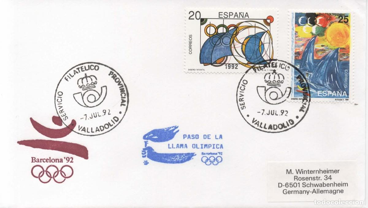 Sellos: JUEGOS OLIMPICOS DE BARCELONA 92 PASO DE LA ANTORCHA OLIMPICA OLYMPIC TORCH VALLADOLID