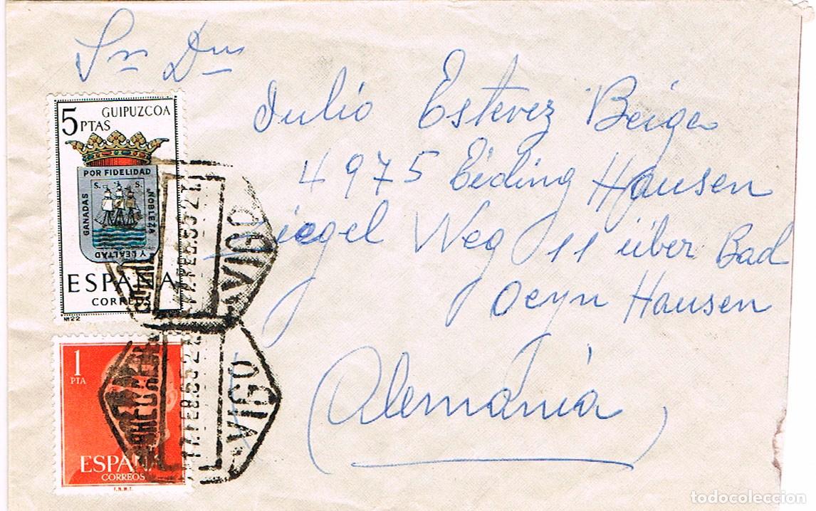 Sellos: A&Ntilde;O 1965, SOBRE CIRCULADO DESDE VIGO A ALEMANIA CON MATASELLO DE CORREO AEREO