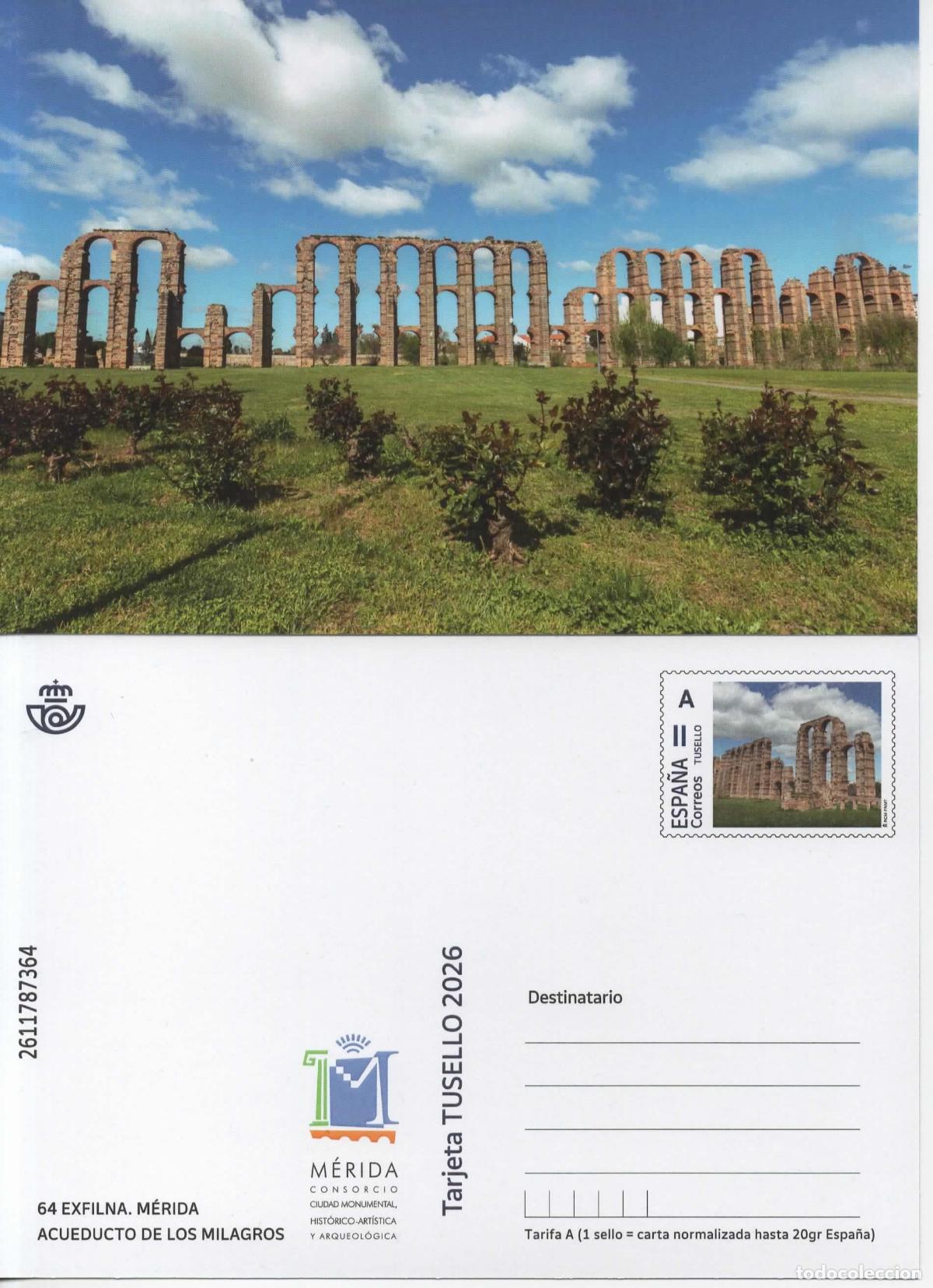 Sellos: ENTERO POSTAL MERIDA ACUEDUCTO ROMANO DE LOS MILAGROS AGUA AQUEDUCT