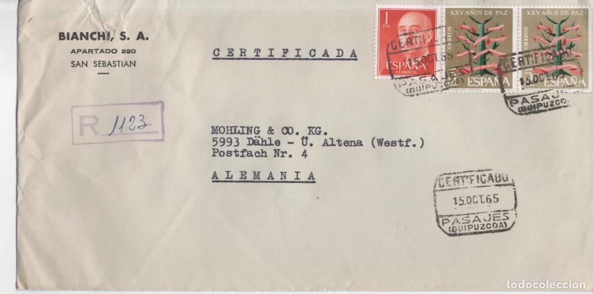 Timbres: PASAJES GUIPUZCOA CERTIFICADA 1965 BASICA FRANCO XXV A&Ntilde;OS DE PAZ CSIC