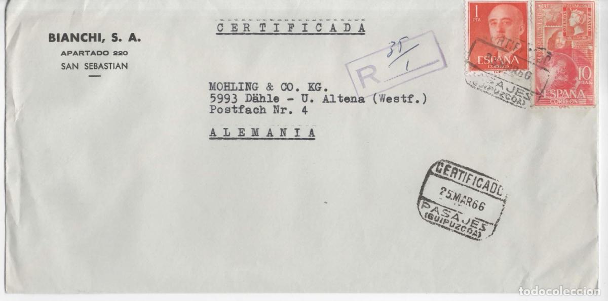 Timbres: PASAJES GUIPUZCOA CC CERTIFICADA 1966 SELLO DIA DEL SELLO 1964 10 PTS