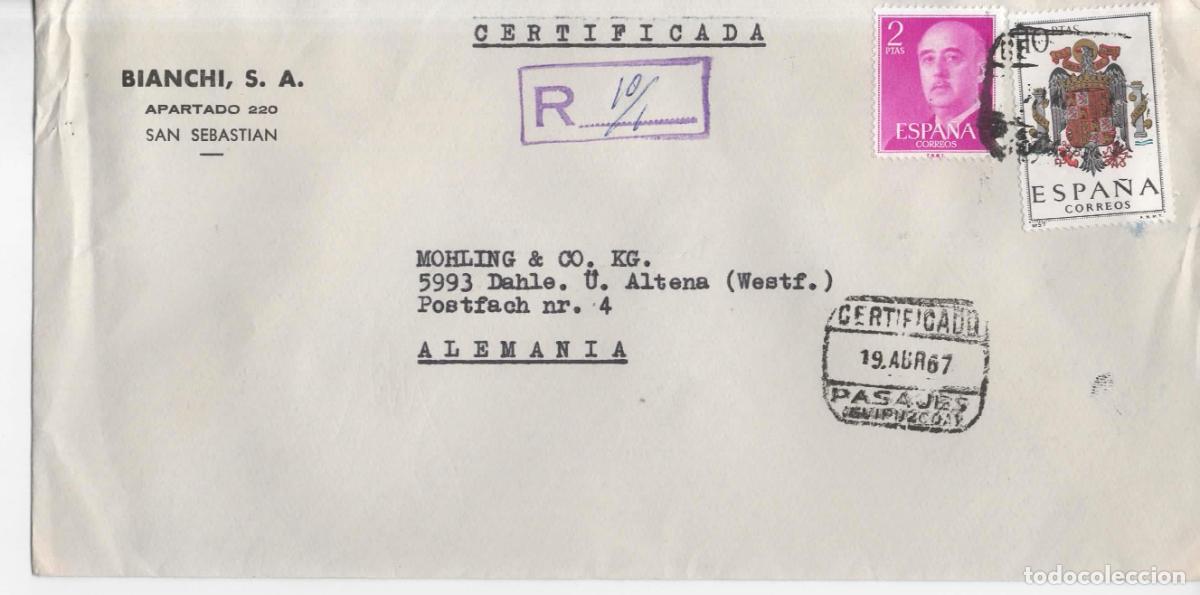 Sellos: PASAJES GUIPUZCOA CERTIFICADA SELLOS BASICA FRANCO ESCUDO ESPA&Ntilde;A 1967