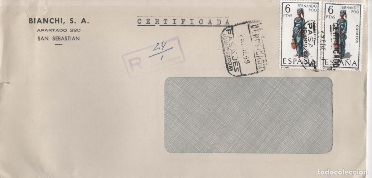 Sellos: PASAJES GUIPUZCOA CERTIFICADA 1968 TRAJE TIPICO FERNANDO POO