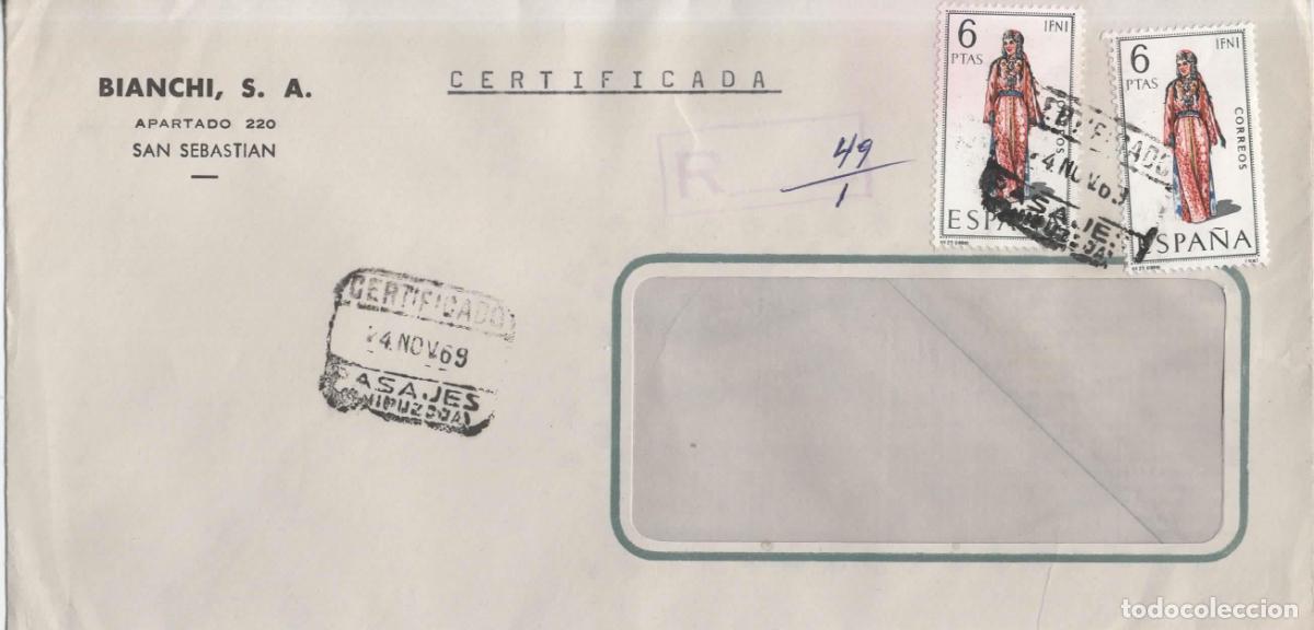 Sellos: PASAJES GUIPUZCOA CERTIFICADA 1968 TRAJE TIPICO IFNI