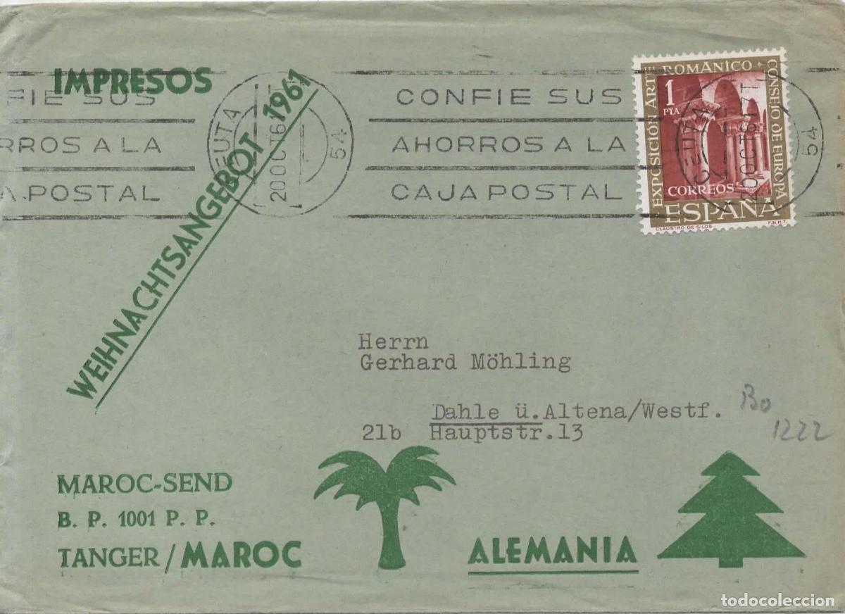 Sellos: CEUTA A ALEMANIA IMPRESOS SELLO MONASTERIO DE SILOS 1961