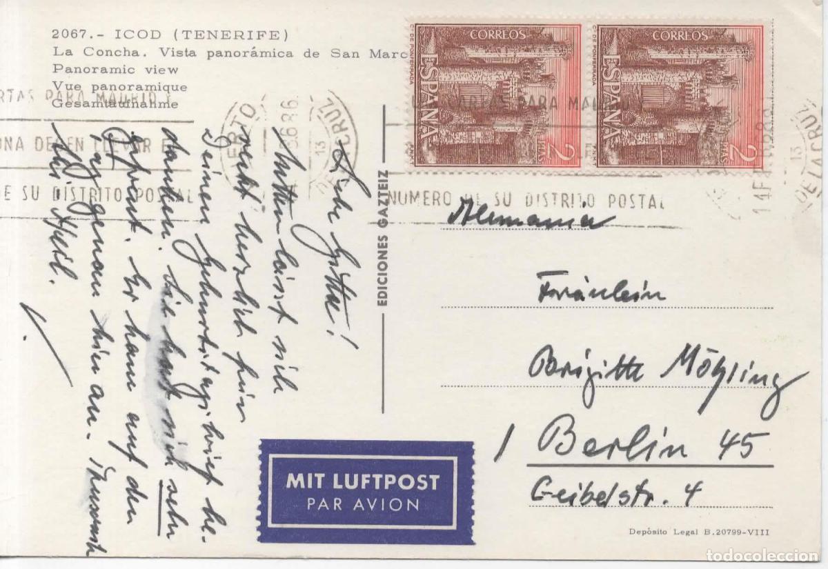 Sellos: POSTAL ICOD TENERIFE SELLO CASTILLO PONFERRADA CASTLE