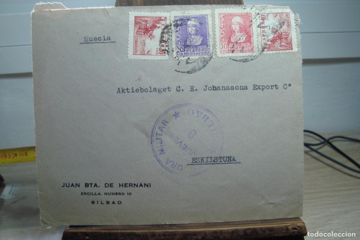 Sellos: ANTIGUO SOBRE COMERCIAL JUAN BAUTISTA DE HERNANI. CENSURA MILITAR JUEVES 8 BILBAO