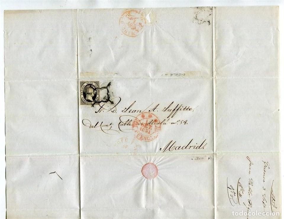 Sellos: CUENCA A MADRID 1851 ISABEL II BAEZA Y ARA&Ntilde;A - Foto 2
