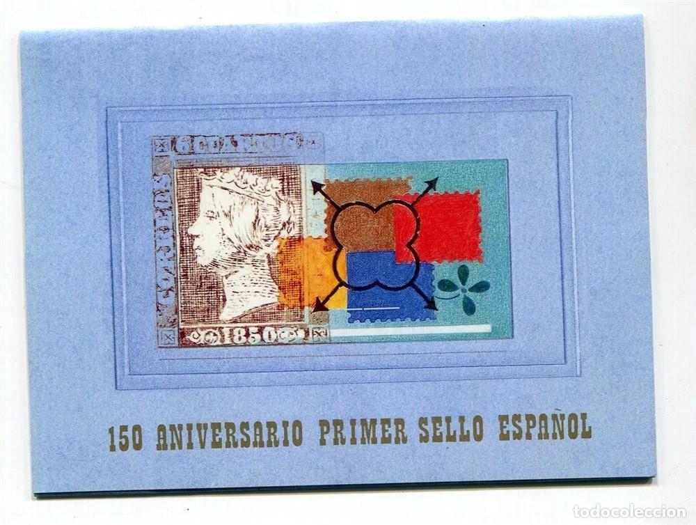 Sellos: CARPETILLA CON PRUEBAS 150 ANIVERSARIO DEL PRIMER SELLO ESPA&Ntilde;OL 2000