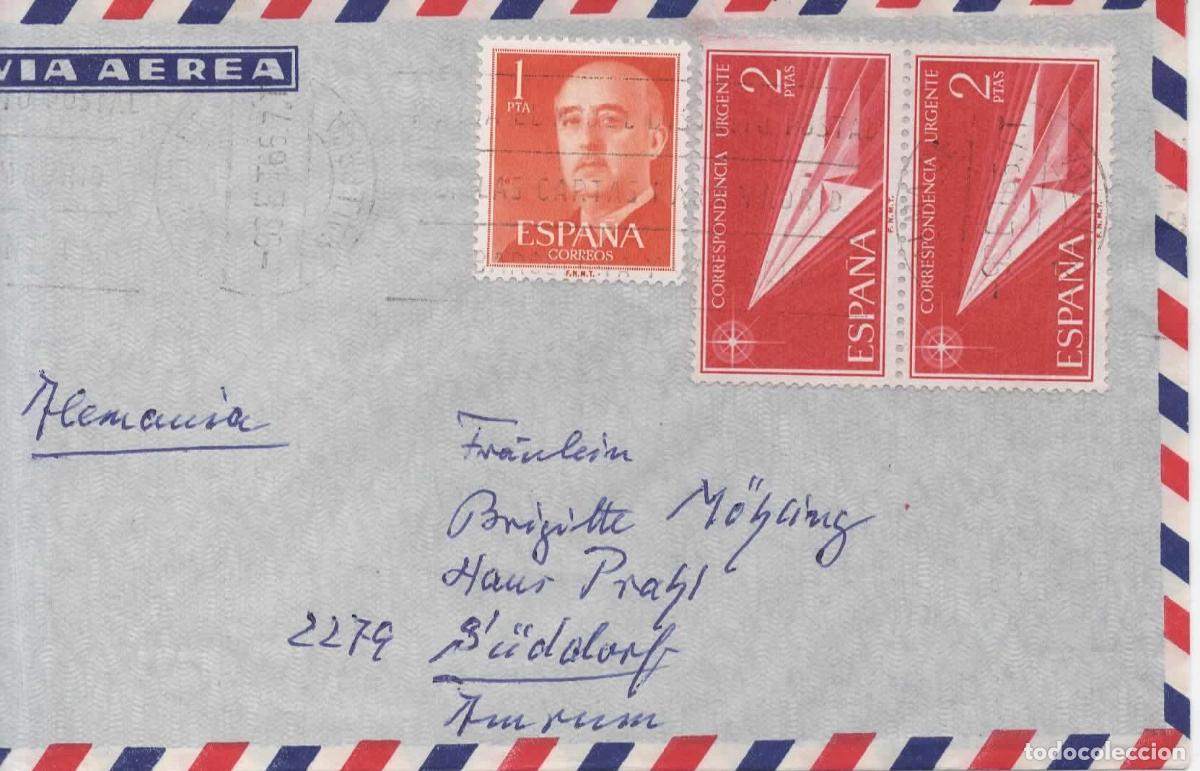 Sellos: PALMA DE MALLORCA A ALEMANIA SELLO URGENTE AVION PAPEL ORIGAMI