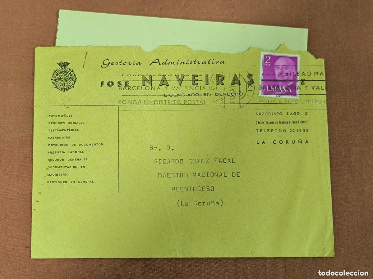 Timbres: Carta y Sobre Gestor&iacute;a Jos&eacute; Naveiras L&oacute;pez 1972 &ndash; Nombramiento Maestro