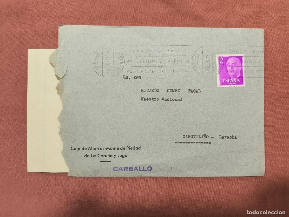 Timbres: Sobre Circulado Caja de Ahorros Carballo Documento Antiguo Coleccionismo de Papel