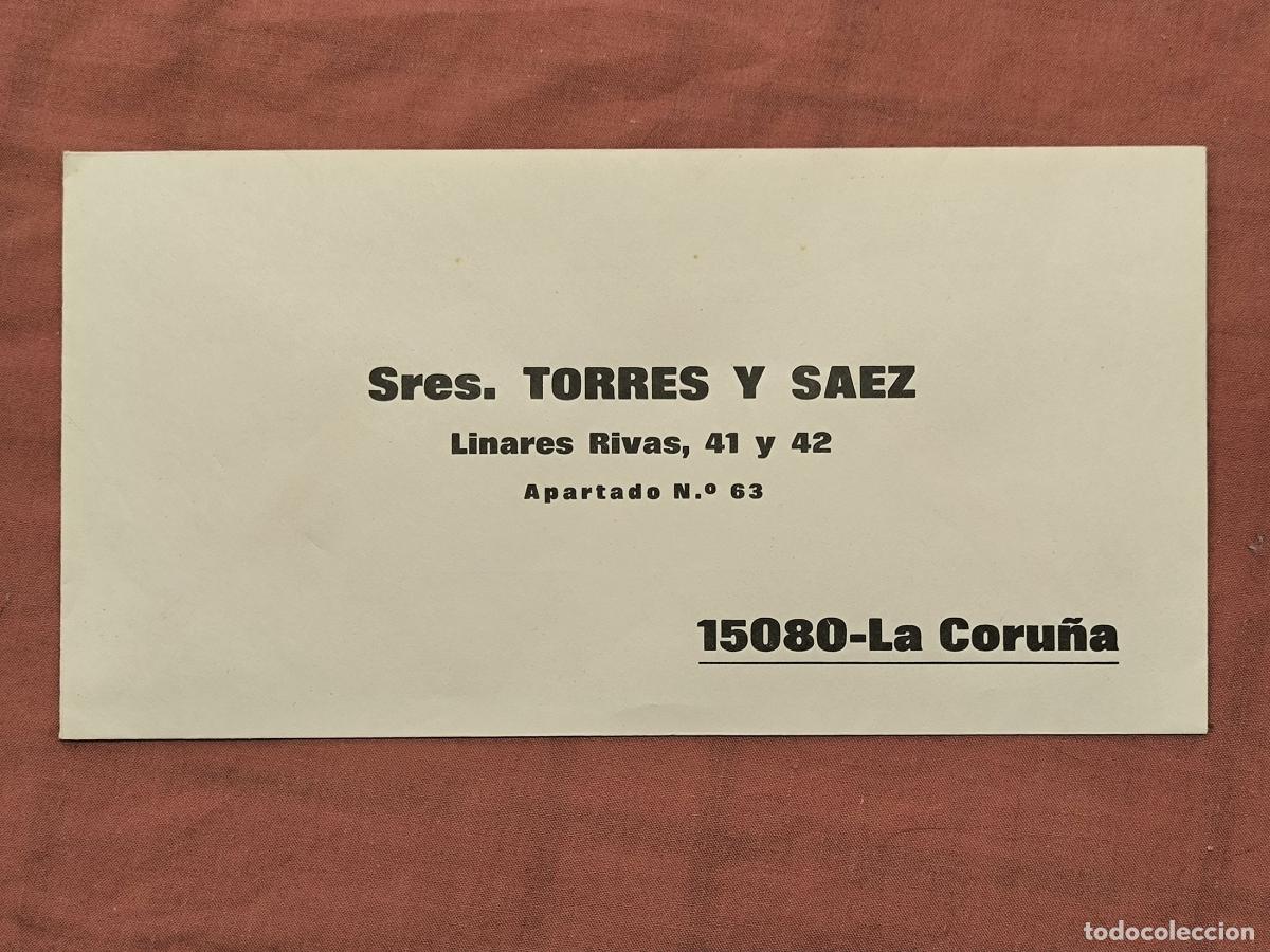 Timbres: Documento Antiguo Sobre con Membrete Torres y Saez La Coru&ntilde;a Coleccionismo