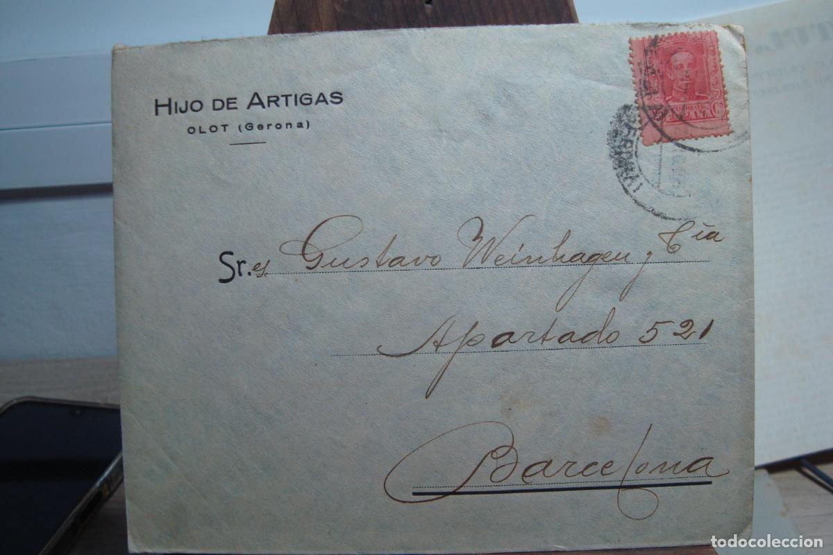 Sellos: ANTIGUO SOBRE COMERCIAL HIJO DE ARTIGAS. OLOT GERONA 1925?