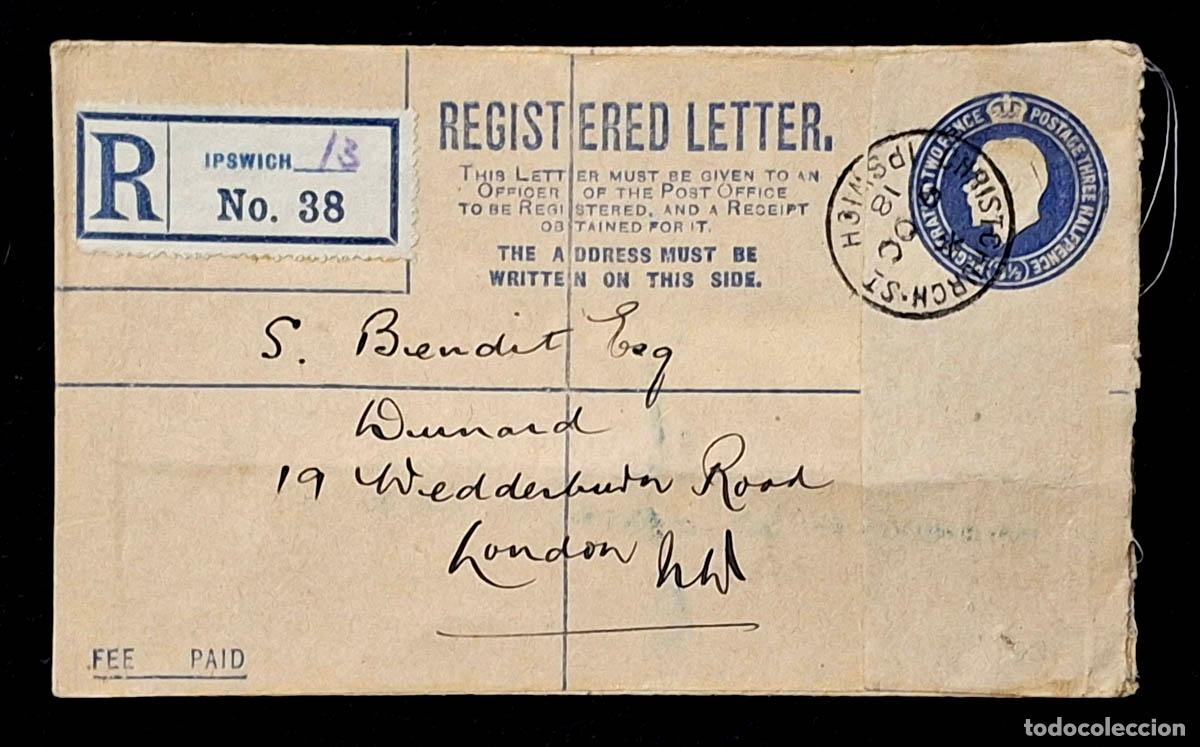 Sellos: 1918, sobre Registered Letter de Reino Unido