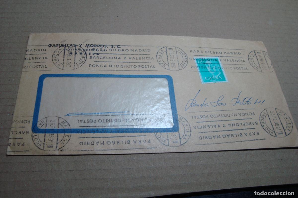 Sellos: ANTIGUO SOBRE COMERCIAL GATUELLAS Y MORROS S.C MANRESA 1969