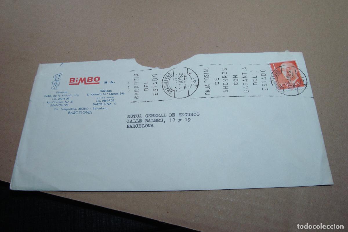 Sellos: ANTIGUO SOBRE COMERCIAL BIMBO S.A GRANOLLERS BARCELONA 1966.