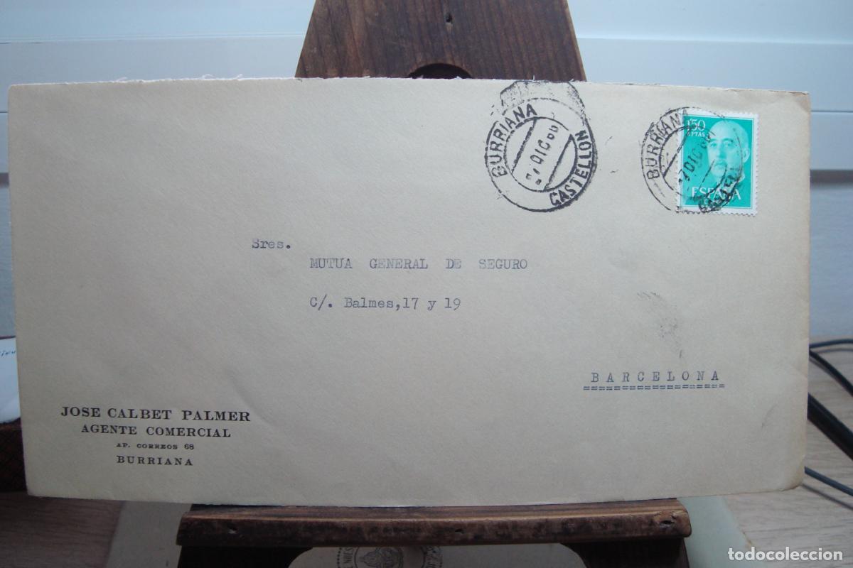 Sellos: ANTIGUO SOBRE COMERCIAL JOSE CALBET PALMER. AGENTE COMERCIAL BURRIANA CASTELLON 1966?
