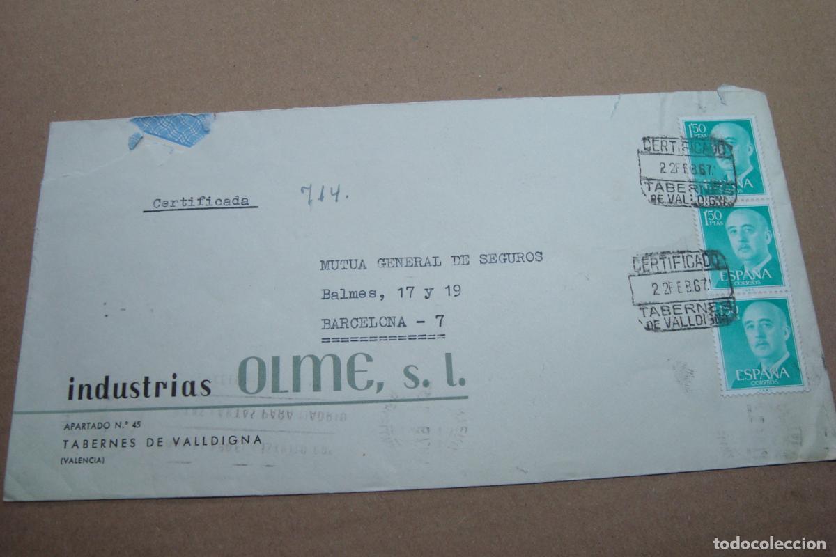 Sellos: ANTIGUO SOBRE COMERCIAL INDUSTRIAS OLME S.L TAVERNES DE VALLDIGNA VALENCIA 1967.