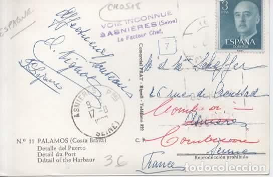 Sellos: POSTAL PALAMOS GERONA A FRACIA REEXPEDIDA ASNIERES