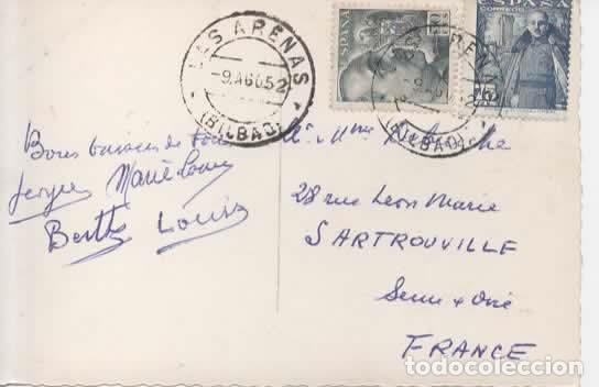 Sellos: POSTAL CON MAT LAS ARENAS VIZCAYA 1952