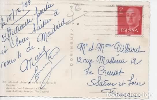 Sellos: POSTAL MADRID CON SELLO 2 PESETAS FRANCO ROJO