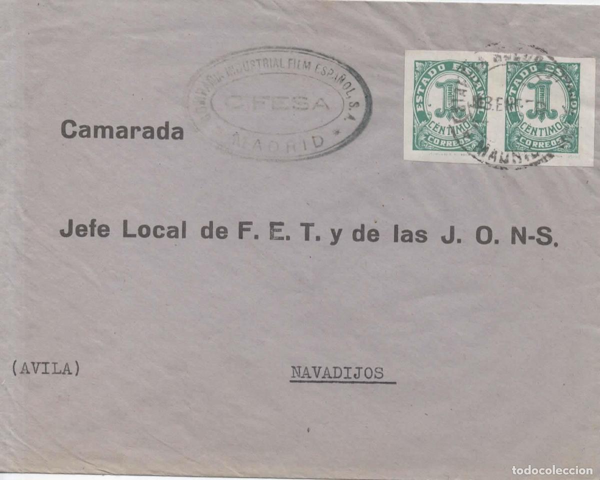 Sellos: ESPA&Ntilde;A GUERRA CIVIL IMPRESOS MADRID A FALANGE NAVADIJOS AVILA CIFESA CINE FILM