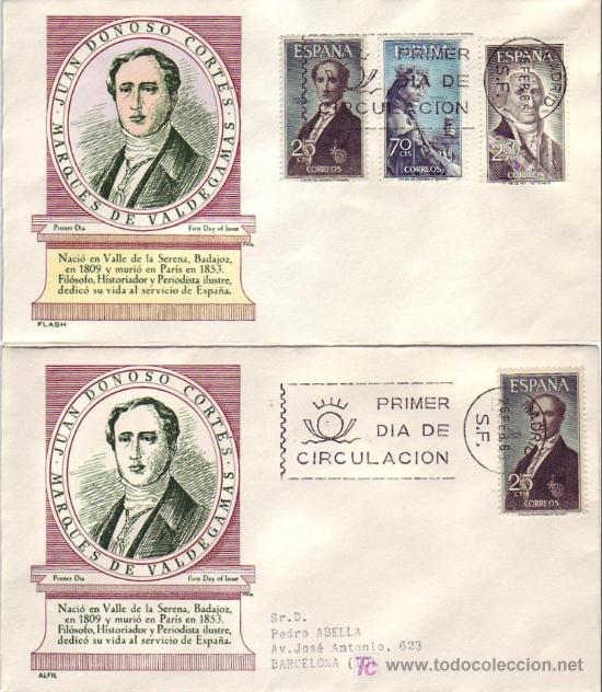Briefmarken: RARA VARIEDAD PERSONAJES ESPA&Ntilde;OLES 1965 (EDIFIL 1653/55) EN SOBRE PRIMER DIA DE FLASH RARO ASI XZX