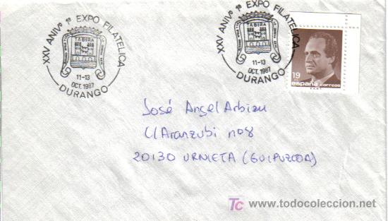 Sellos: CC CON MAT EXPO FIL DE DURANGO 1987 ESCUDO - Foto 1