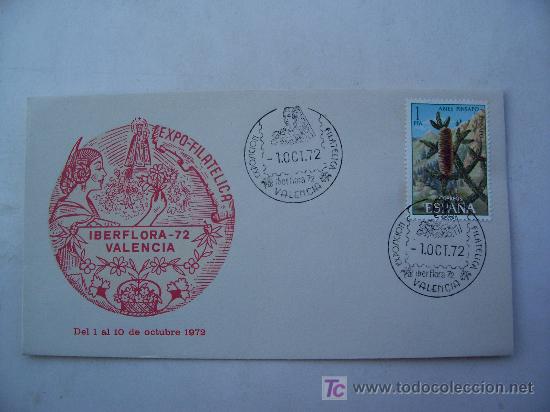 Sellos: sobre primer dia iberflora, valencia 1972 - Foto 1