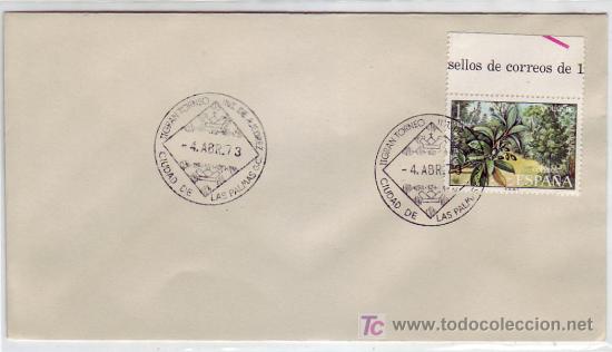 Sellos: AJEDREZ II GRAN TORNEO INTERNACIONAL CIUDAD DE LAS PALMAS (CANARIAS) 1973. RARO MATASELLOS EN SOBRE.