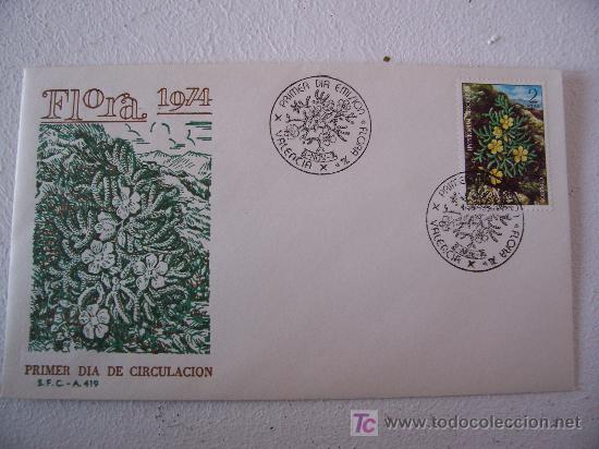Sellos: sobre primer dia flora 1974 - Foto 1