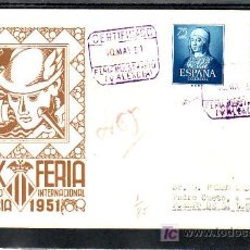 Sellos: 1951-10/05 VALENCIA, CIRCULADA CERTIFICADA, CERTIFICADO FERIA MUESTRARIO (VALENCIA). Lote 11780877