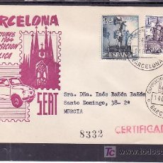 Sellos: 1964-14/10 BARCELONA, CIRCULADA CERTIFICADA, AUTOMOVIL, VI EXPOSICION FILATELICA GRUPO SEAT,