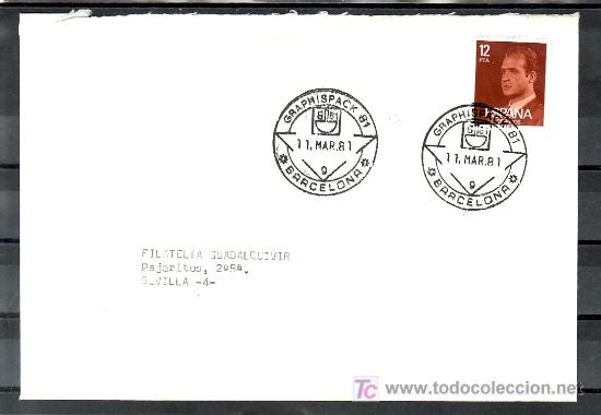 Sellos: 1981-11/03 BARCELONA, INDUSTRIA, GRAPHISPACK 81, CIRCULADO - Foto 1