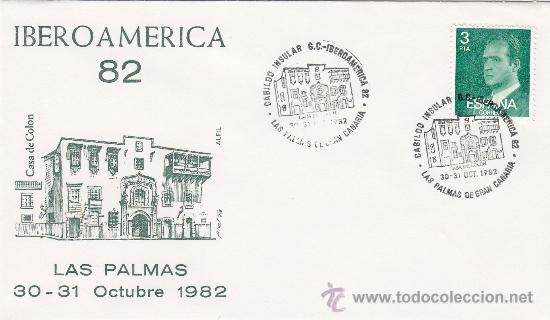 Sellos: DESCUBRIMIENTO DE AMERICA 490 ANIV LAS PALMAS (CANARIAS) 1982 RARO MATASELLOS CASA COLON SOBRE ALFIL