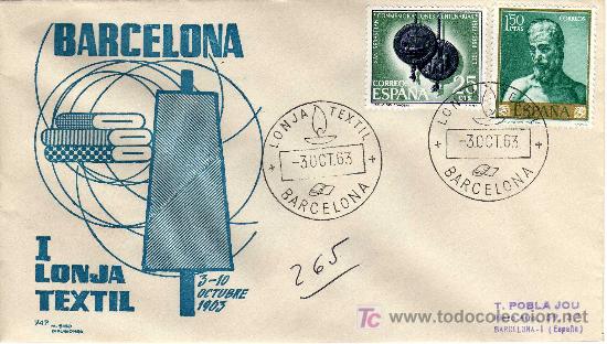 Sellos: MATASELLO I LONJA TEXTIL - BARCELONA - 3.OCT.63 - Foto 1