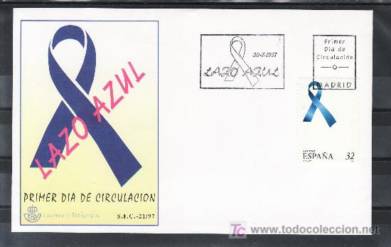 Sellos: espa&ntilde;a 3501 primer dia, lazo azul, - Foto 1