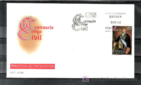 Sellos: espa&ntilde;a 2968 primer dia, centenario del codigo civil - Foto 1