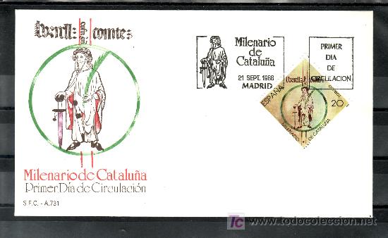 Sellos: espa&ntilde;a 2960 primer dia, MILENARIO DE CATALU&Ntilde;A - Foto 1