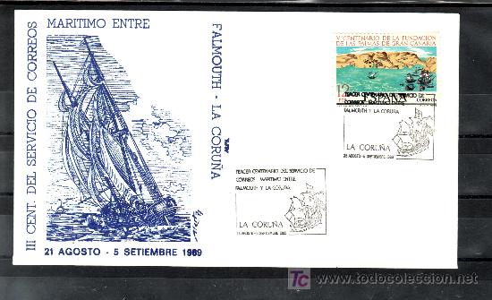 Briefmarken: 1989 la coru&ntilde;a 25/8-5/9 alfil, barco, iii cent&ordm; servicio correos maritimo entre falmouth y la coru&ntilde;a