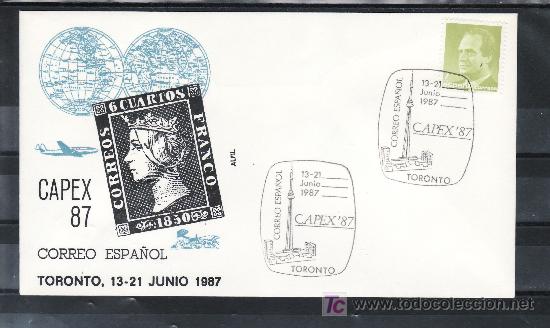Timbres: 1987 toronto 13-21/6 alfil, correo espa&ntilde;ol, capex 87