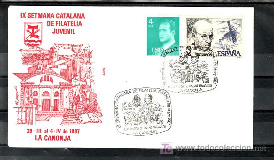 Francobolli: 1987 la canonja 29/3 alfil, ix semana catalana de filatelia juvenil, homenaje s. palau rabasso