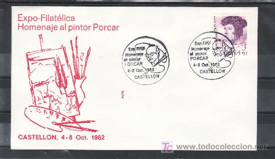 Timbres: 1982 castellon  4-8/10 alfil, pintura, exp. fil. homenaje al pintor porcar