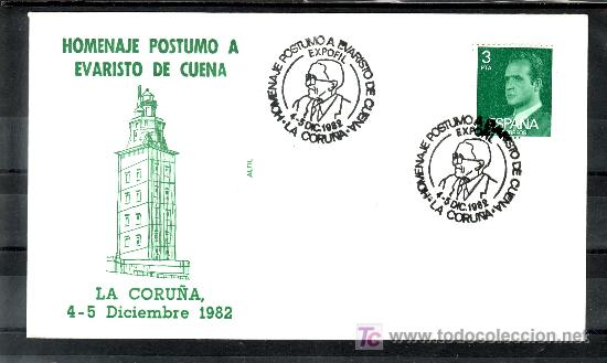 Stamps: 1982 la coru&ntilde;a  4-5/12 alfil, expofil, homenaje postumo a evaristo de cuena